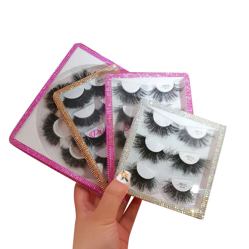

Rhinestone Eyelash Cases Custom Logo Diamonds Bling Eyelash Box Packaging Plastic LashTrays For 25mm Eyelashes, Silver, red ,gold, silver