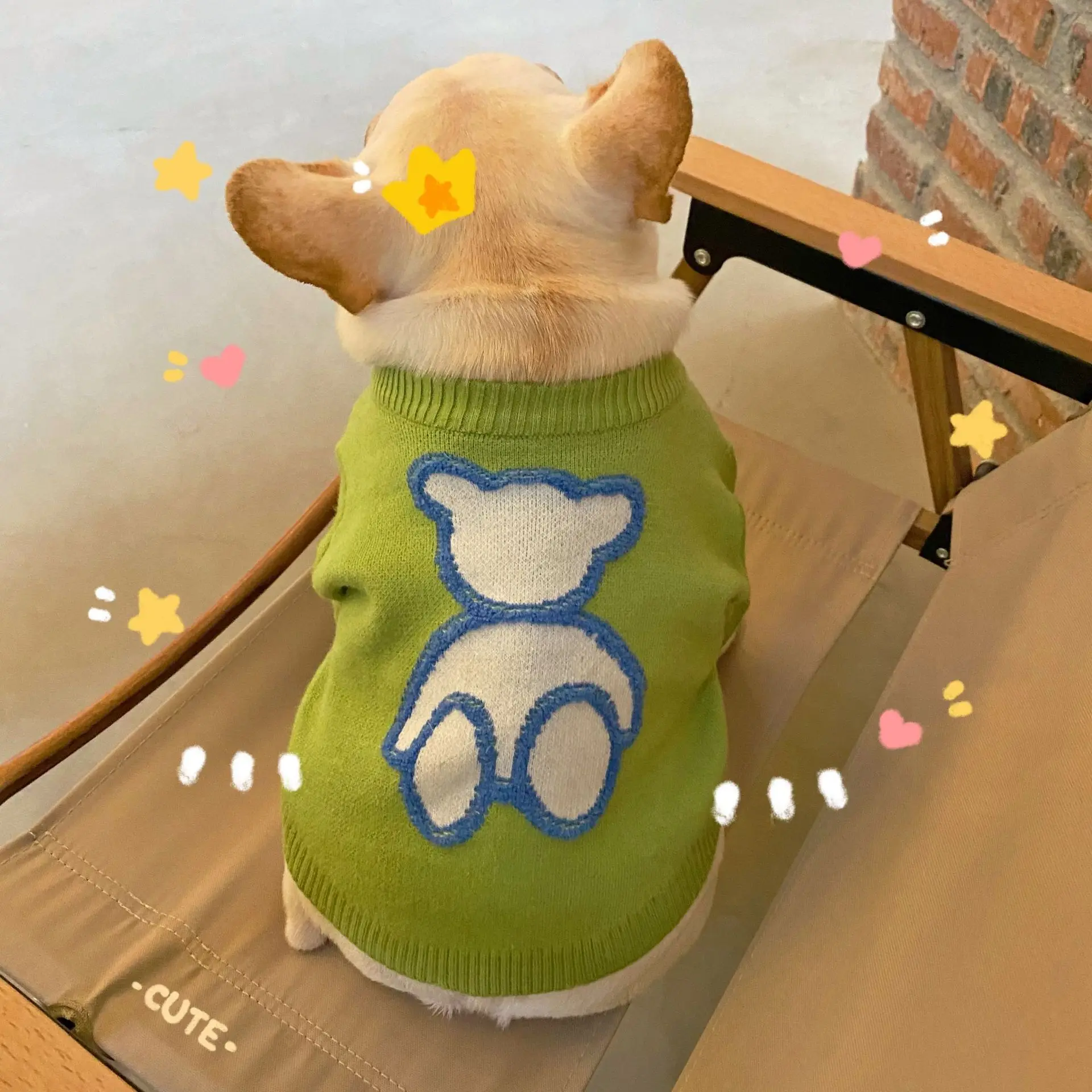 

Luxury cute warm pet cat clothes fat dog sweater, As shown in details