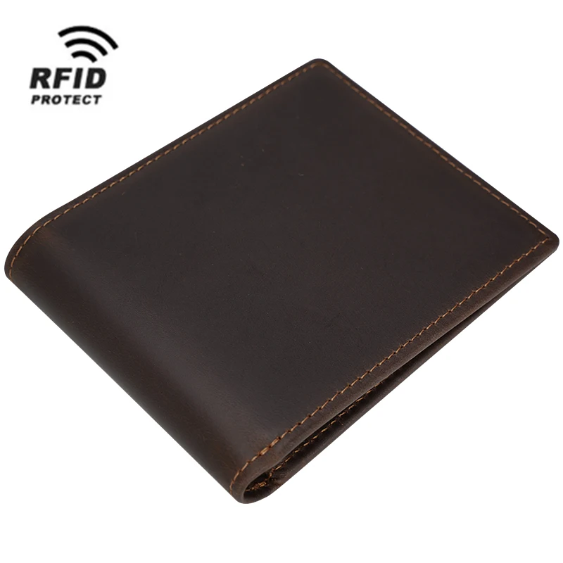 

TIDING Vintage OEM Custom Logo Men Crazy Horse Genuine Leather Wallet