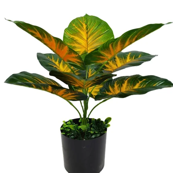 

YD8738-1 Factory wholesale Artificial plant Green Taro large leaf for decoration tropical plant