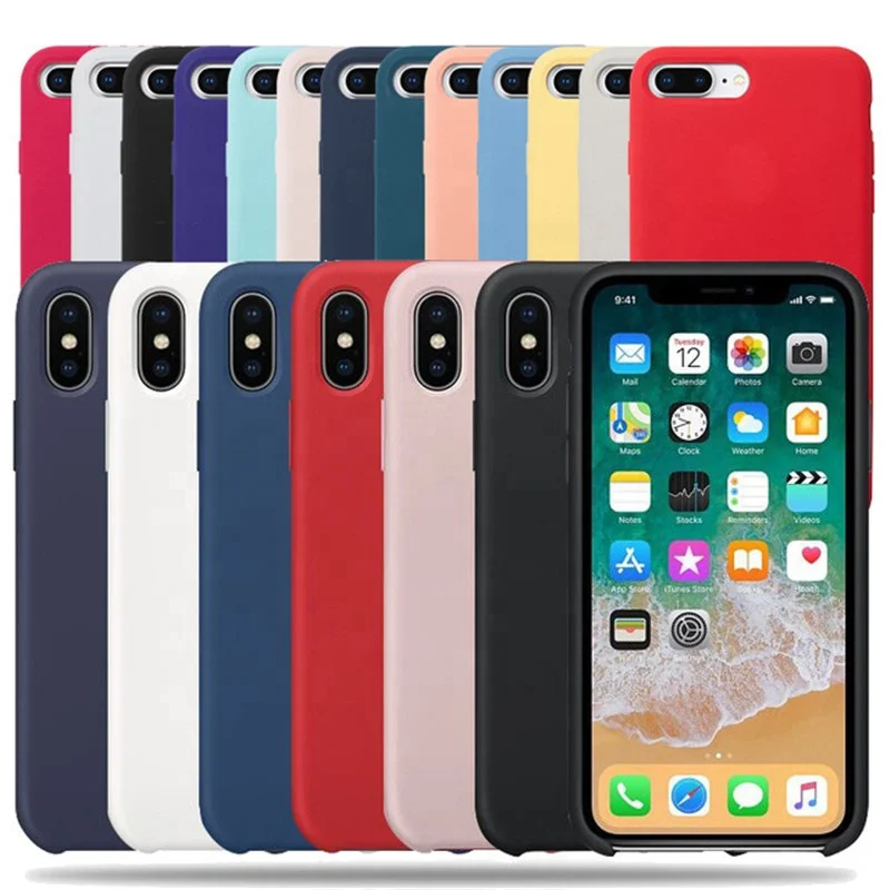 

Official original 2021 colorful Cell phone Slim silicone back Case covers For iPhone 6 6s 7 8 plus X Xr Xs max Xi 11, Multi. (black , pink , white , green ,blue etc .)