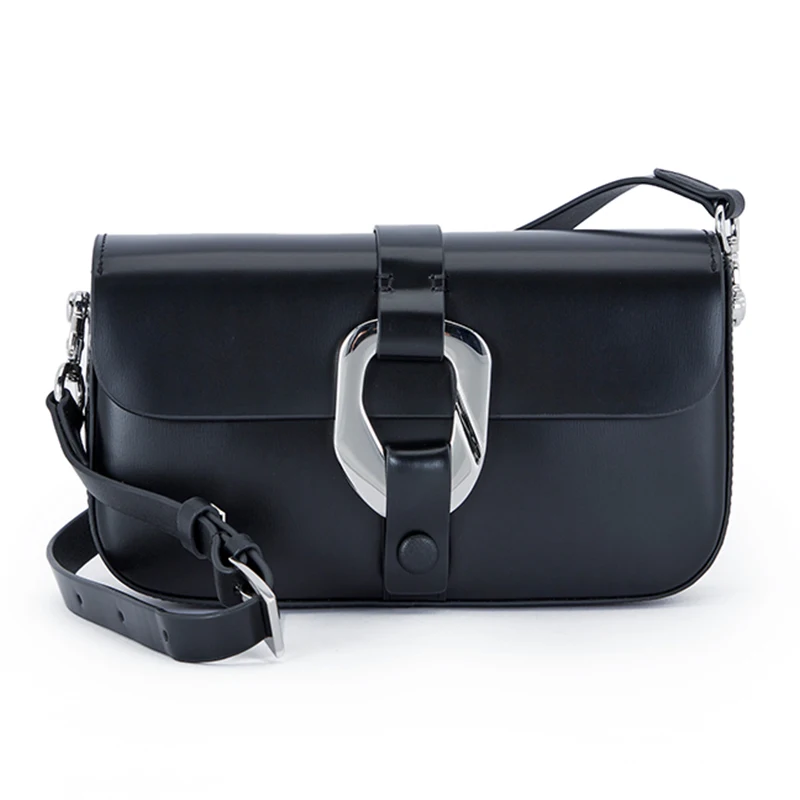 

fashion luxury shoulder women bag natural high-quality first layer cowhide French white steel lock handbags, Black