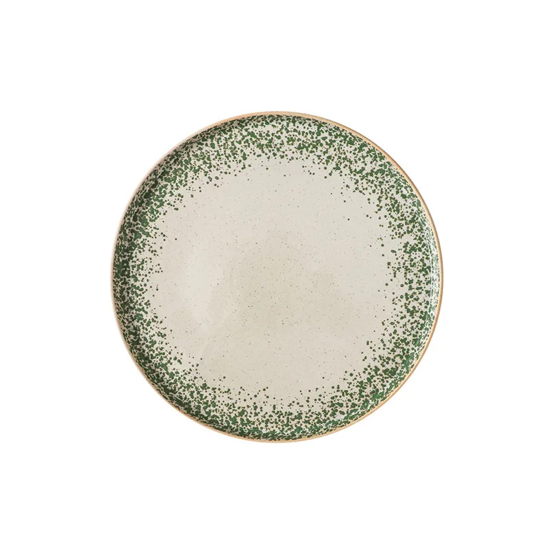 

Wholese 2021 New Products Green Frost Steak Round Ceramic Plate