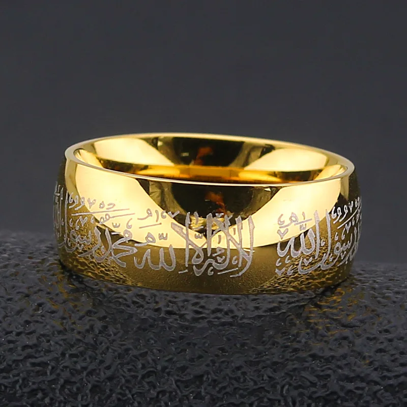 

Titanium steel vintage ring stainless steel arc lettering teaches ring ring creative personality