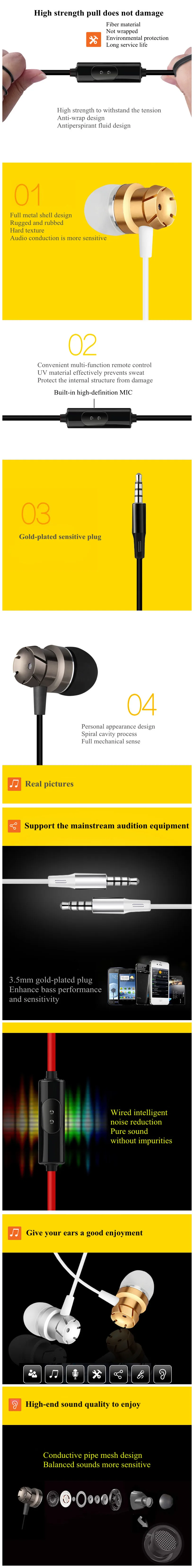 3.5mm Jack In-Ear Headset Super Bass Stereo Earphone with Microphone for xiaomi for huawei for iPhone Smartphone