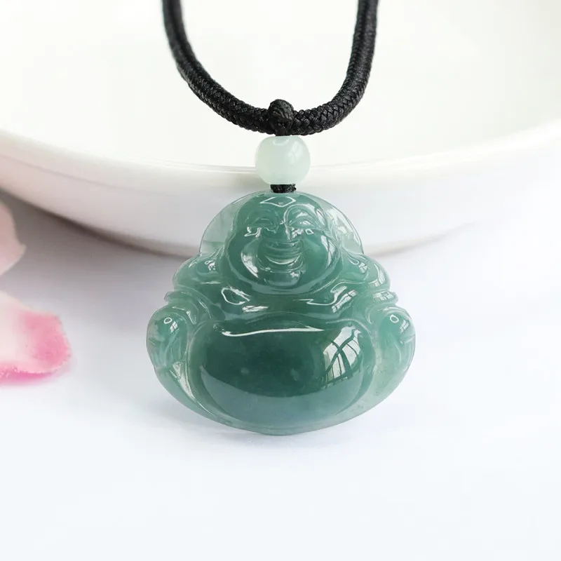 

Natural A Cargo Emerald Pendant Blue Water Buddha Necklace Jade Factory Wholesale Delivery FC2062203