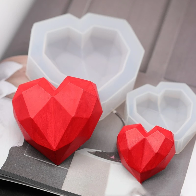 

1 pc 3D Diamond Soap Moulds Love Heart Design Silicone Mold DIY Car Pendant Gypsum Plaster Heart Mold Diamond Candle Molds