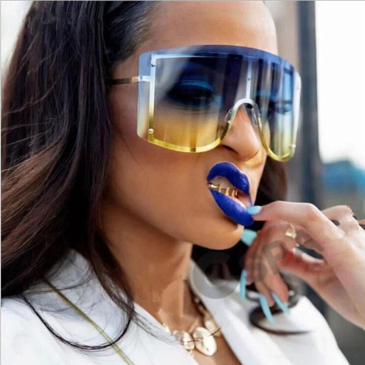 

Kenbo Eyewear Fashion Metal Shield one piece Lens Shades Sunglasses Oversized Women Windproof Sunglasses 2020