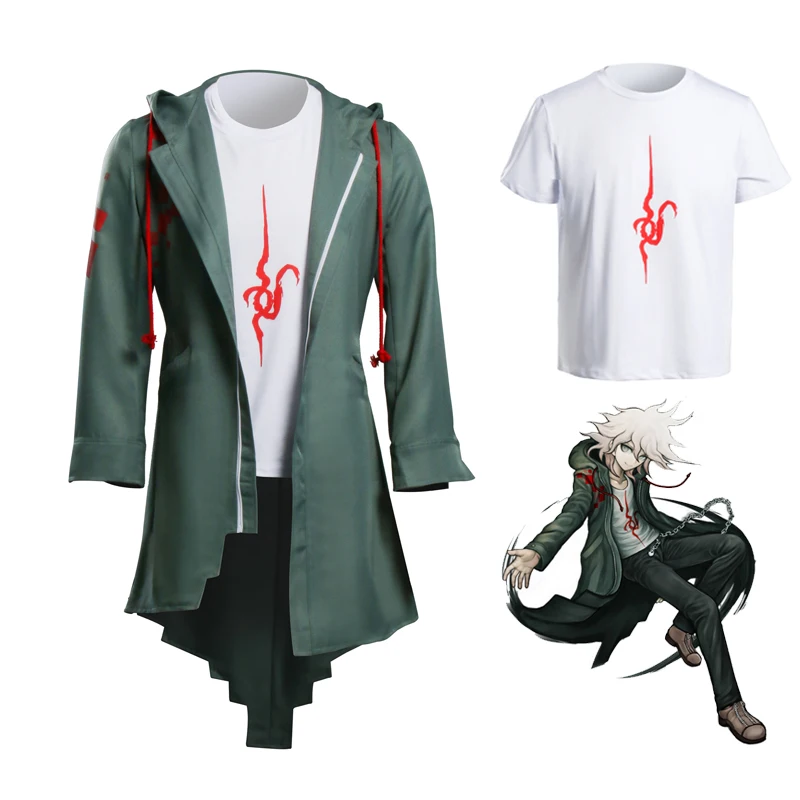

Takerlama Super Danganronpa 2 Nagito Komaeda Cosplay Jacket T-shirt Sets Halloween Costumes for Women Men Adult Anime Clothes, As show