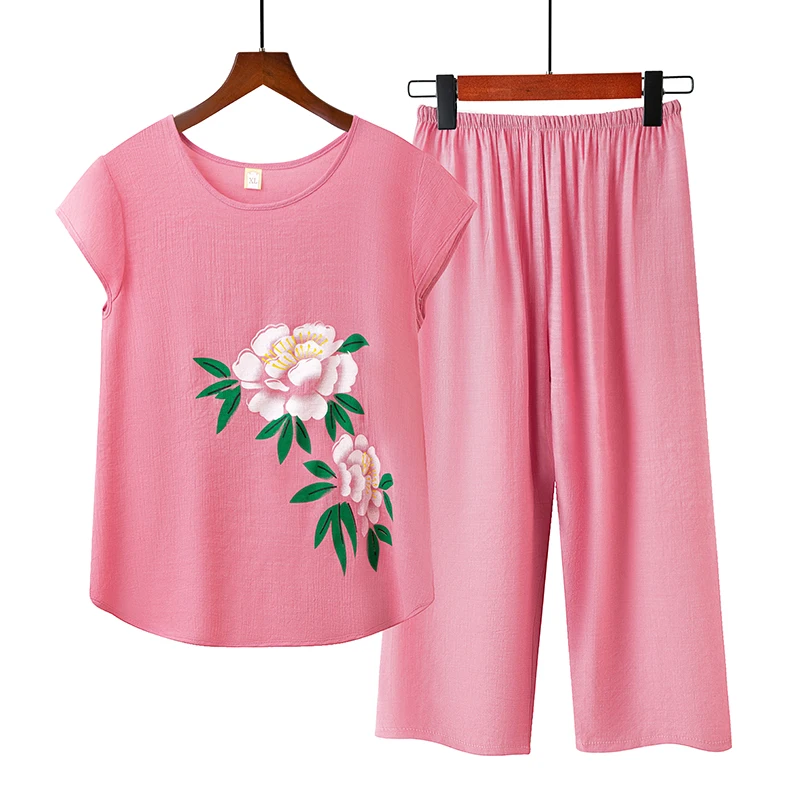 

Wholesale Sleep Wear Lady 2 Piece Nightwear Nighty Home Clothes Silk Pyjama Designer Pajama Night Suit For Women