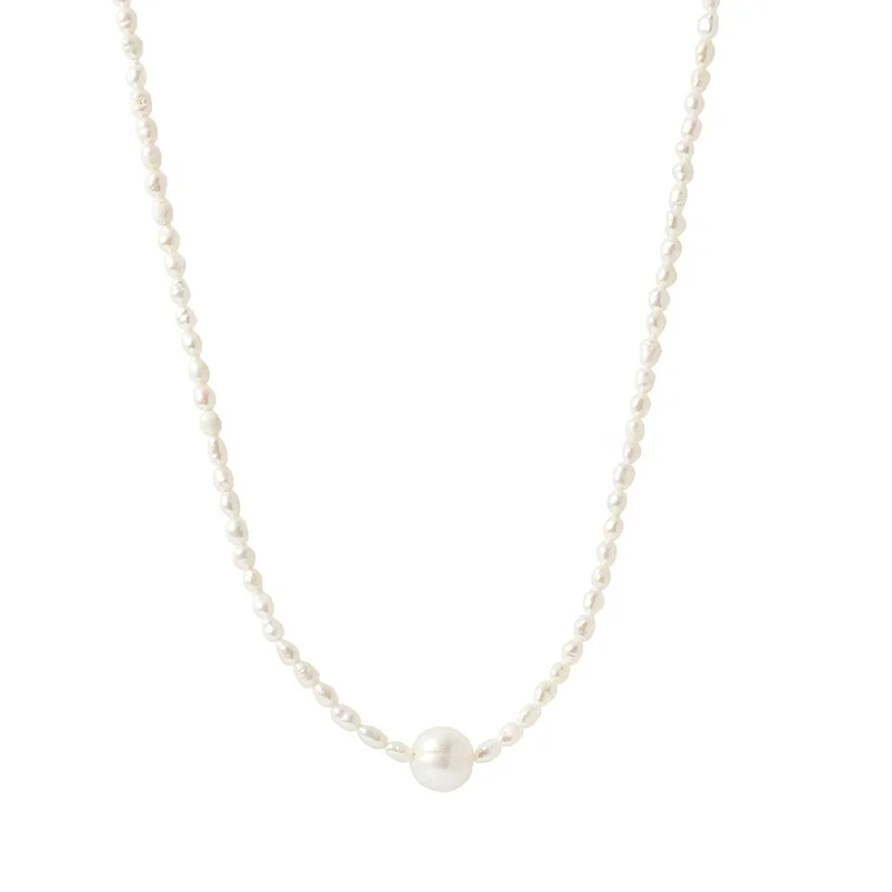 

Gemnel dainty charm pendant 925 silver freshwater pearl initial necklace