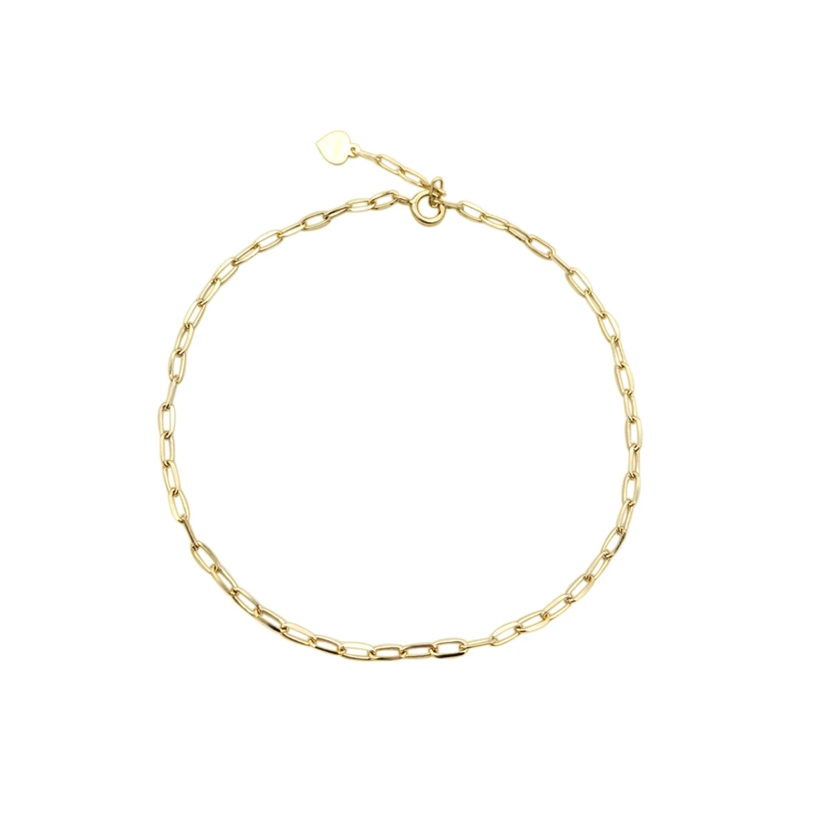 

Popular Fine Jewelry 14K Real Solid Gold Paper Clip Link Chain Bracelet Wholesale