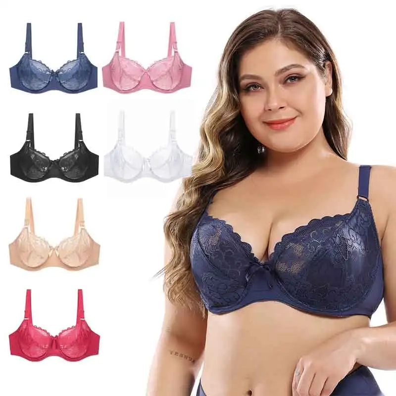 

Factory Wholesale Big Size Assorted Lace Bra Cheap Plus Size Minimiser Bra, Black, white, red, navy, pink, beige