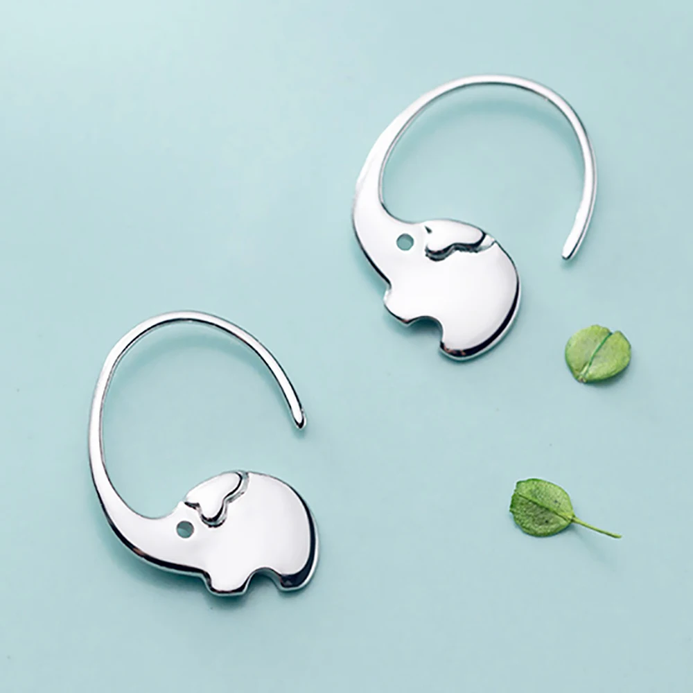 

LIFTJOYS 925 silver cute dangle elephant hoop earrings for girls jewelry dog funny silver earrings for women 14/12 K gold plated