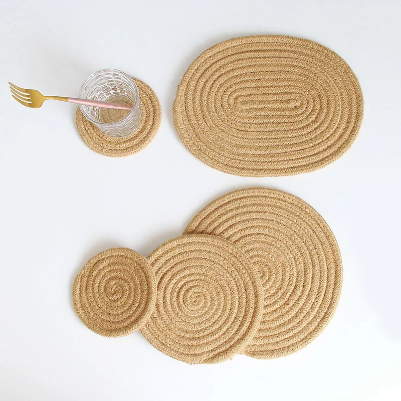 

natural jute placemat woven cotton rope table bowl mat heat shield mat