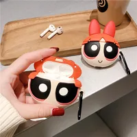 

Silicone Air pod Case Powerpuff Girls 3D Cute Cartoon Rubber Protective Shockproof Case Cover with Ring Buckle Holder