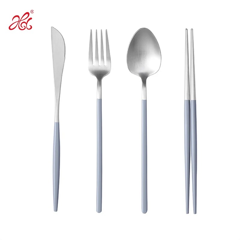 

10Off B416 Hongda New Patent Design 304 High Quality Matte Gold Silver Flatware Sustainable 18/10 Stainless Wedding Cutlery, Silver, gold, rose gold, black, white, rainbow, blue, pink, red