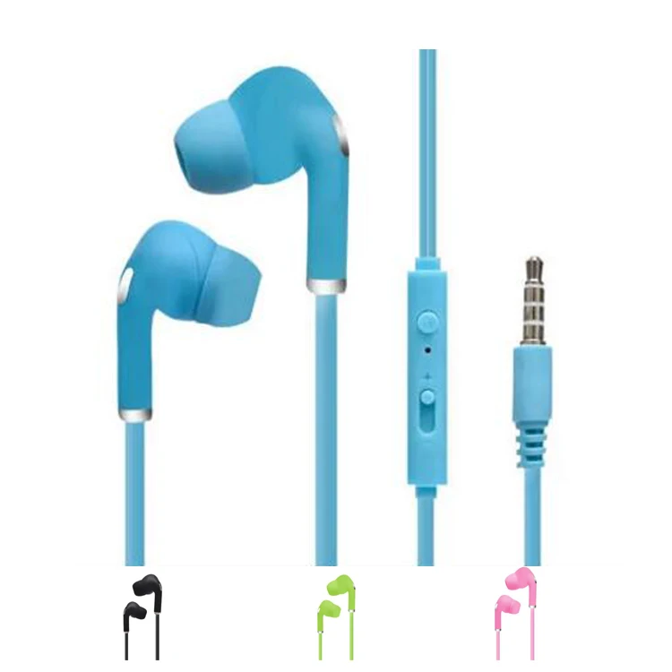 

Wholesale Promotion mixed colors cord earpiece handfree music earphone headphone wired 100pcs with volume control for mobile, Black, white, pink, blue, green