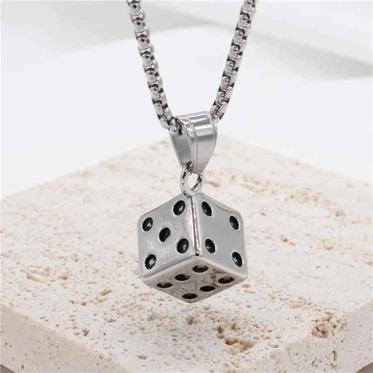 

Fine stainless steel geometric dice necklace men stainless steel star necklace