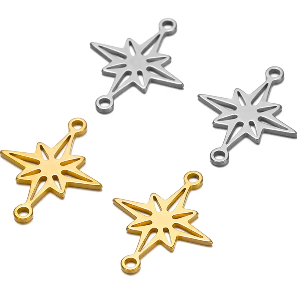 

20Pcs Delicate Stainless Steel Hexagram Diplopore Charms Pendants For DIY Findings Bracelet Earrings Jewelry Materials
