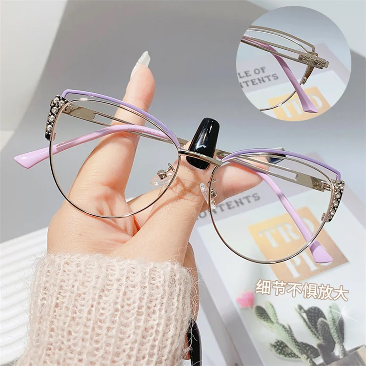 

Wholesale Optical eyeglasses frames metal temple Cat Eye Optical computer Frame custom Logo blue light blocking glasses frames