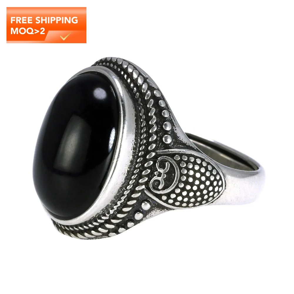 

Natural Black Onyx Stone Men Rings Jewelry Fashion Ring