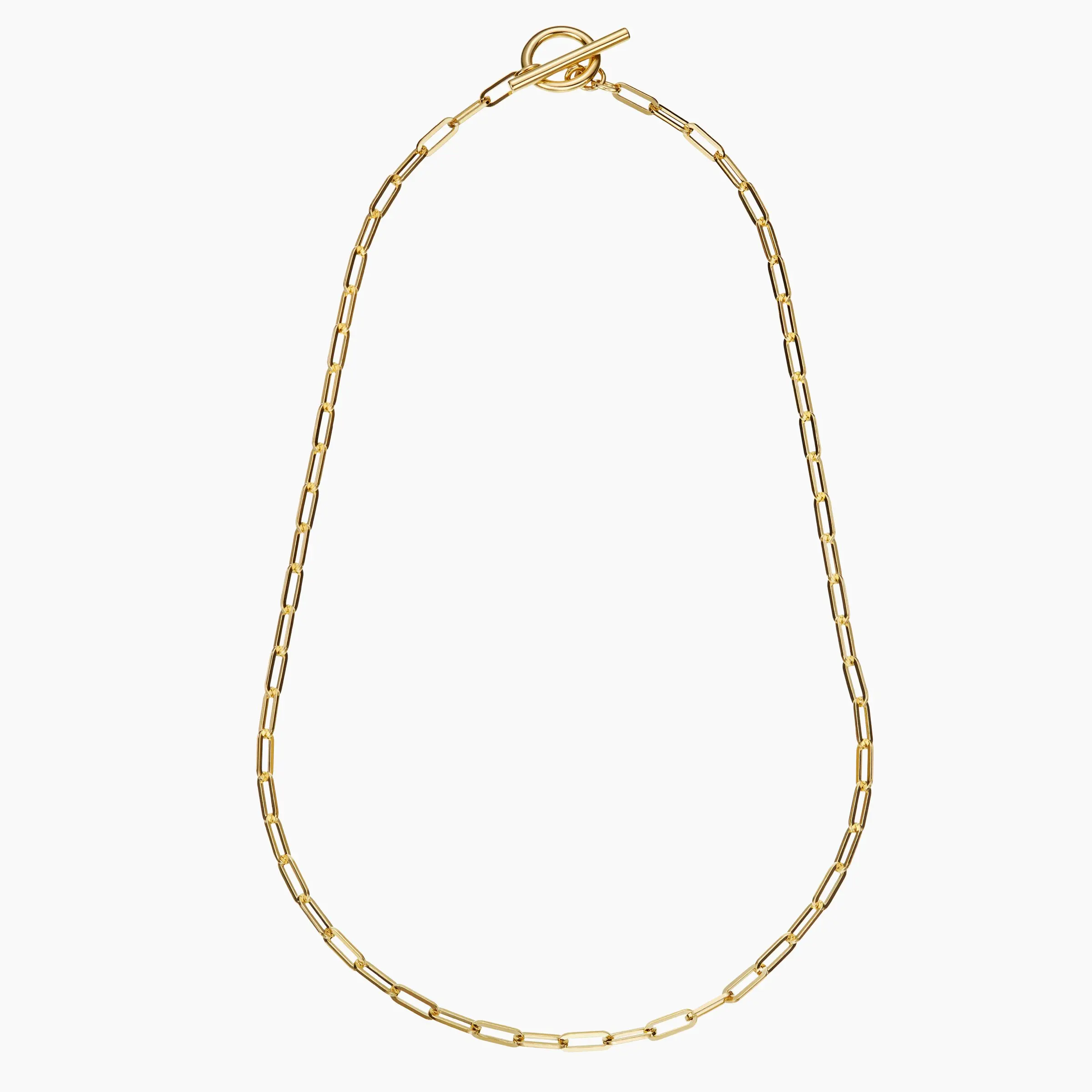 
2020 Trendy Stainless steel jewelry Love Link Necklace Toggle Closure Paperclip Chain Choker Necklace Yellow gold 