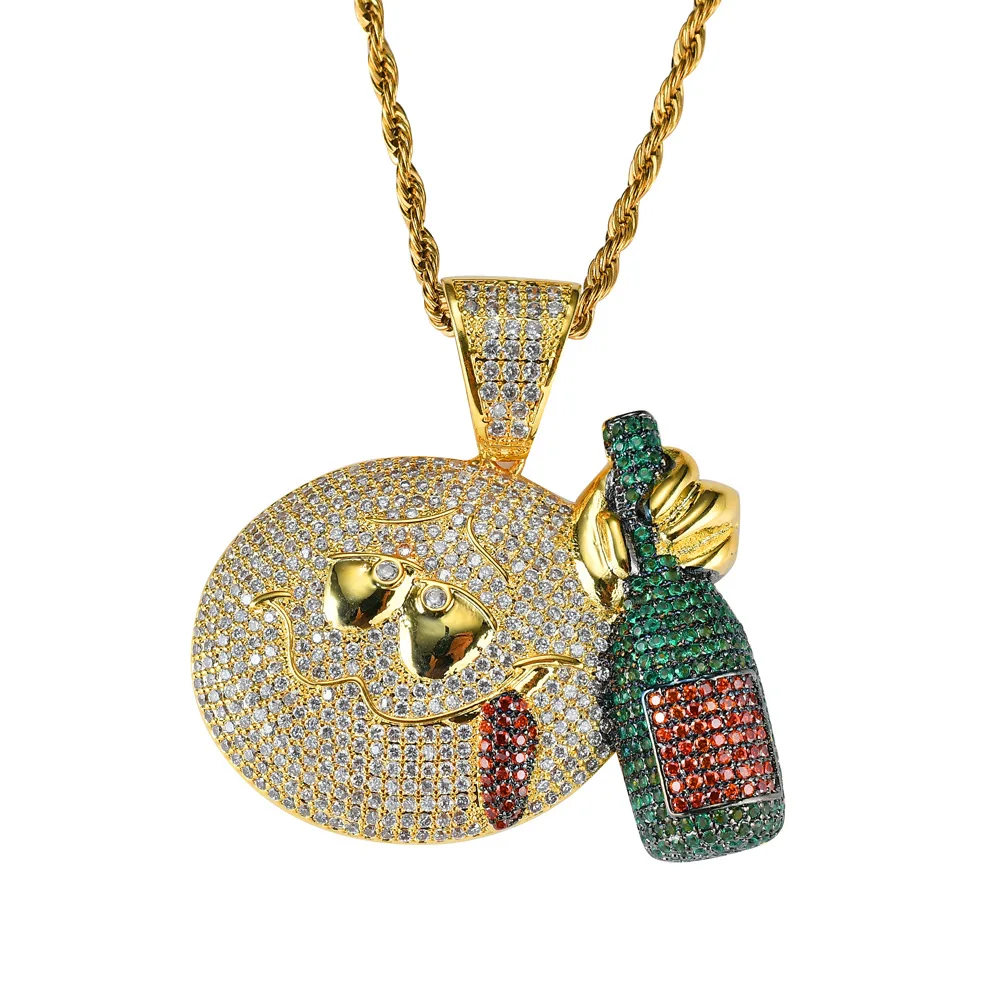 

Hip-hop ornaments alcoholic pendant personality male pendant with zircon rap necklace