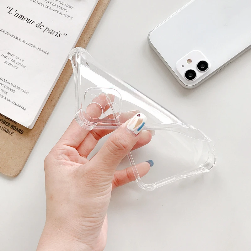 

Shockproof Phone Case Anti Knock Soft TPU Mobile Phone Cases Anti Dirt Phone Case For iPhone 12 13, Transparent