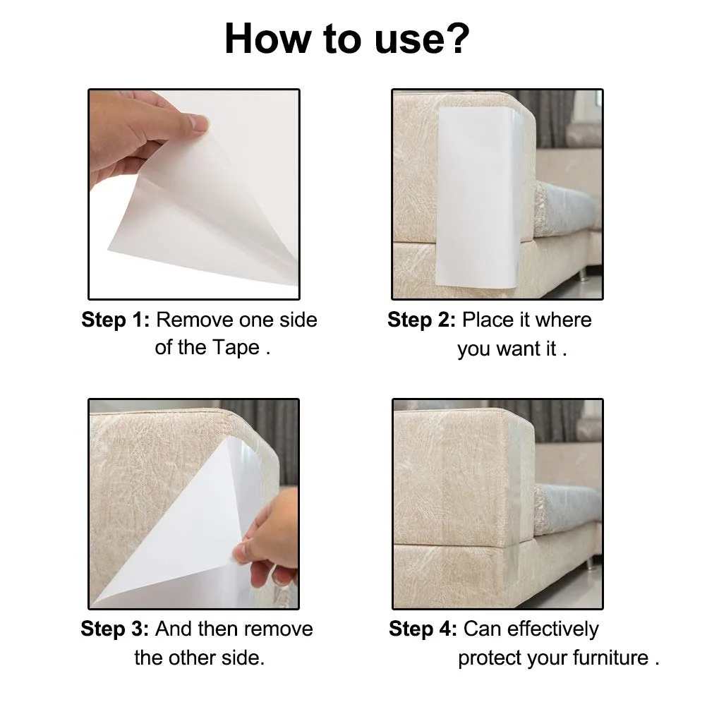 UPGRADED Pre Cut No Residue Clear Double Sided Sticky Anti Cat Scratch Deterrent Tape Anti Scratch Cat Tape