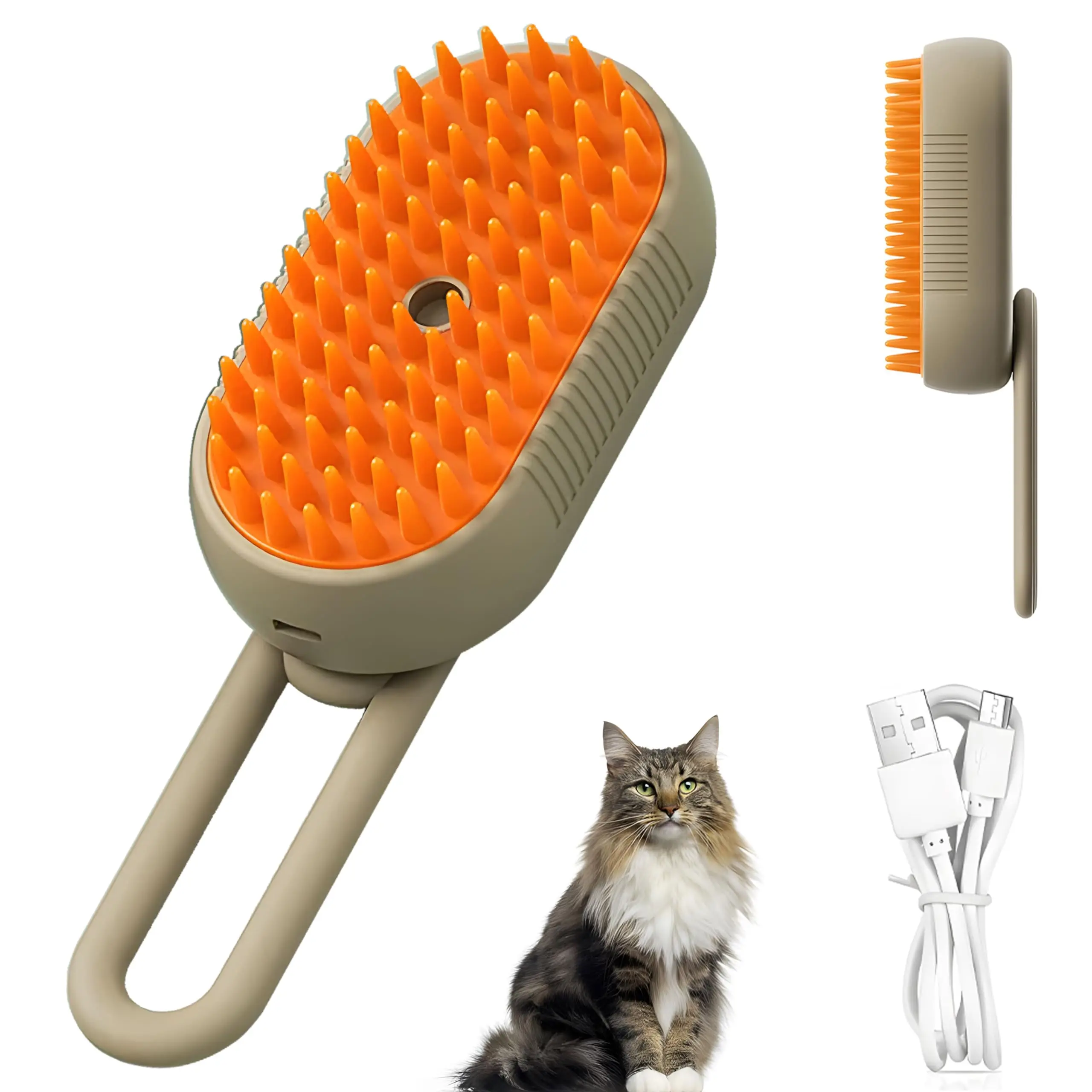 

2024 Multifunctional Rotating Cat Grooming Steamer Brush Pet Hair Removal Spray Massage Comb 3 In1 Self Cleaning Steam Cat Brush