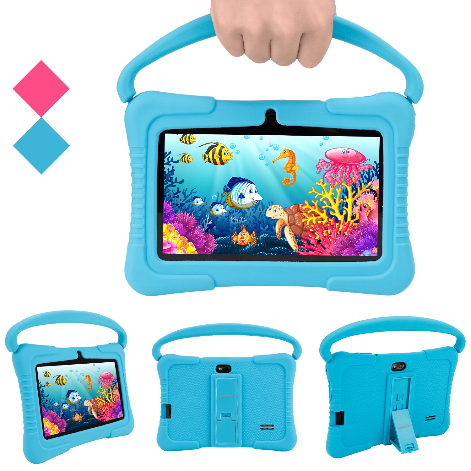 

Veidoo Kids Tablet Manufacturer 7 Inch Android Tablet Without Sim Card, Blue, pink