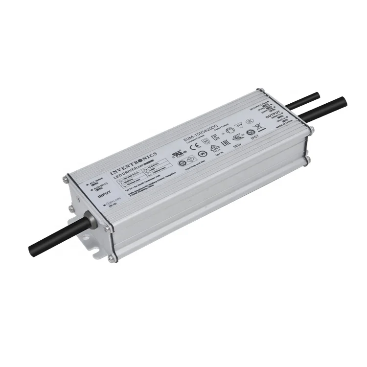 Inventronics 150W IP66 IP67 Outdoor Lighting Waterproof LED Power Supply Dimmable LED Driver Flicker Free