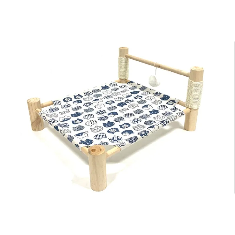 

Wooden Elevated Portable Pet Cat Bed with Scratchers Detachable Cat Bed Cat Hammock Small Dog Bed, Many colors for choice