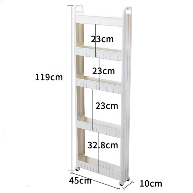 10cm Plastic Storage Rack - 5 Tier Slim Kitchen Dish Rack