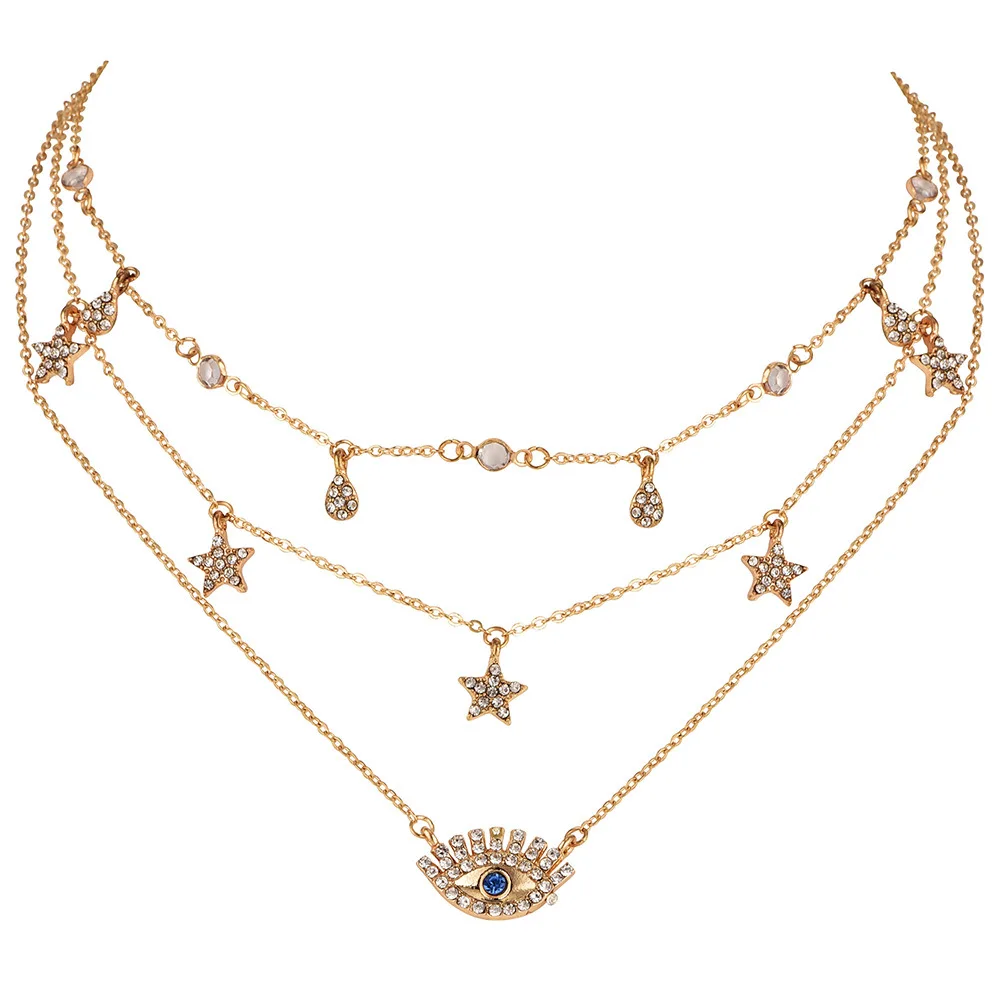 

Stylish hot selling classic vintage gilt multilayer necklace