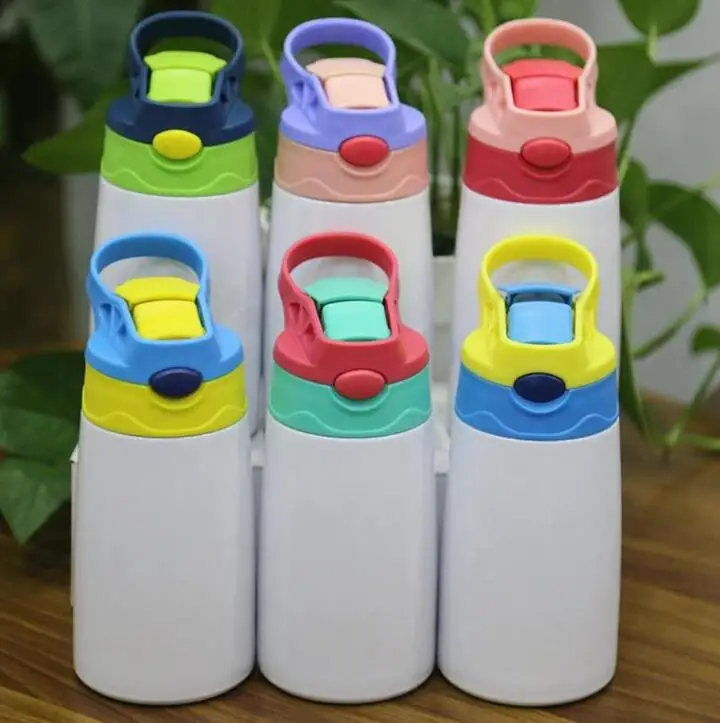 

O51 350ML Children Water Bottle with straw lid Portable Stainless Steel Drinking Tumbler Sublimation Sippy Cup, As picture