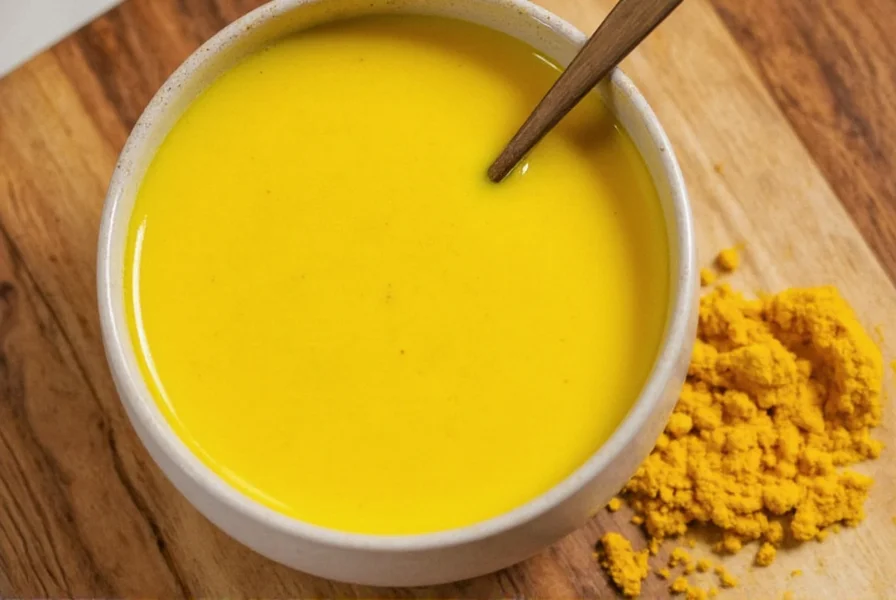 Golden turmeric milk in a ceramic mug with turmeric root and cinnamon sticks