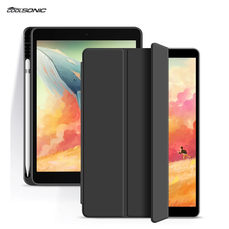 

New design Hot selling Full protection PU + Pencil Holder case tablet for iPad Pro12.9 2020, Multi colors