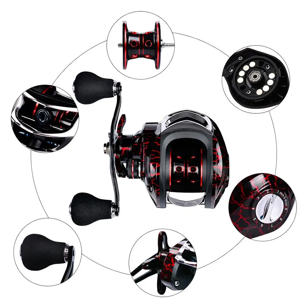 

Metal Baitcasting Fishing Reel Ultra Smooth 7.1:1 Gear Ratio Reels 10KG/22LB Drag Force Fishing Tools