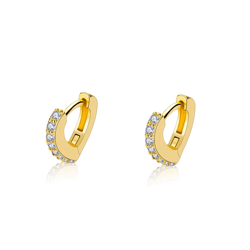 

Fashion loving heart copper plated 18K gold factory wholesale jewelry personality creative female glamor zircon earrings, Golden