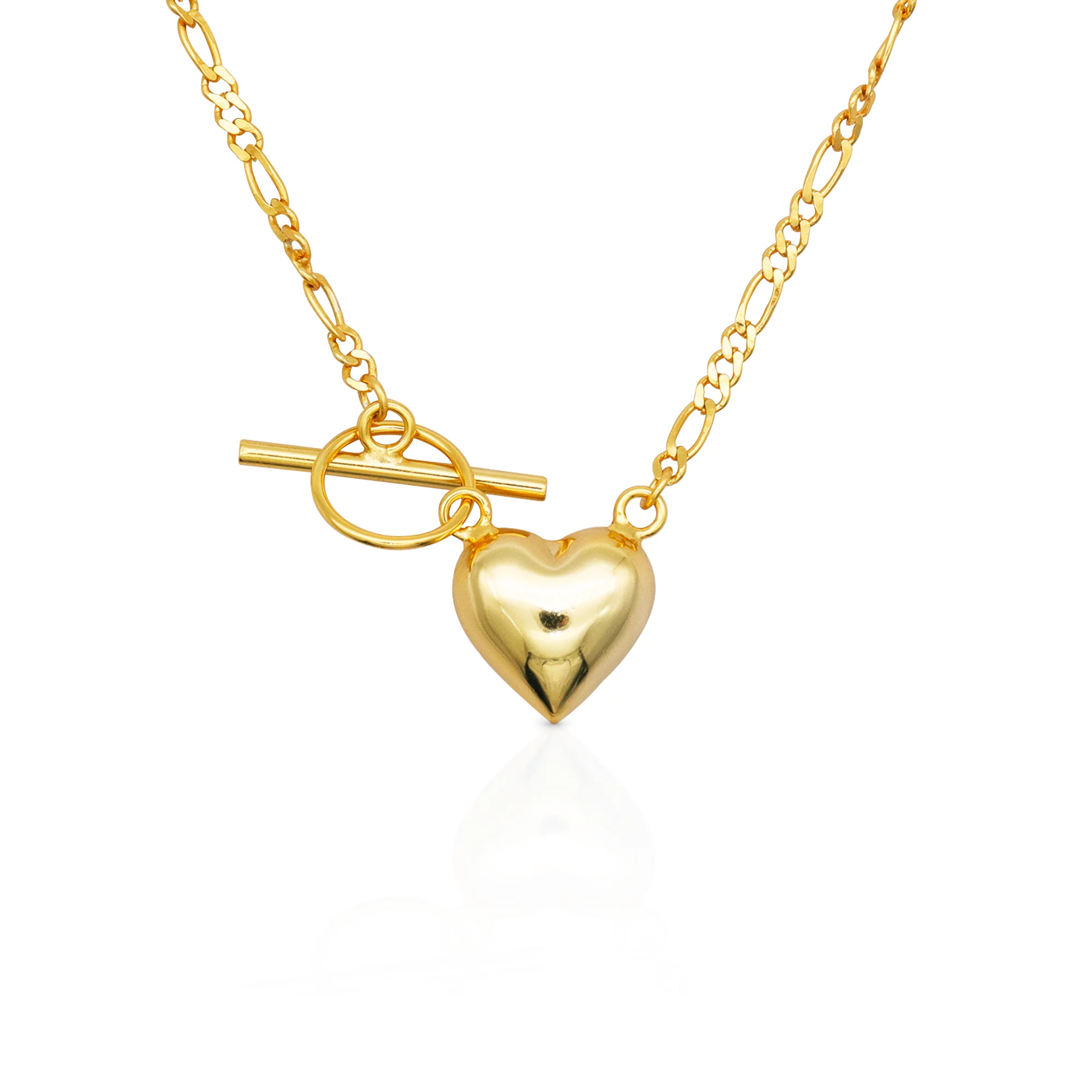 

Chris April In stock 925 sterling silver gold plated 18k gold heart pendant necklace with OT Chain