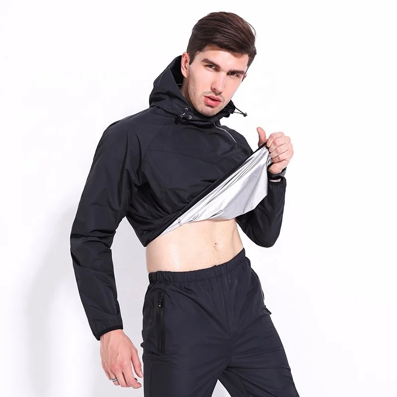 

2021 Gym Fitness Long Sleeve Waterproof Windproof Design Custom Men Sauna Sweat sports wear Weight Loss Sweat Suits