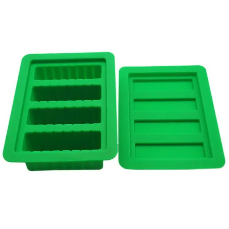 

Custom Large 4 Cavities Silicone Butter Mold Tray with Lid, Chocolate color