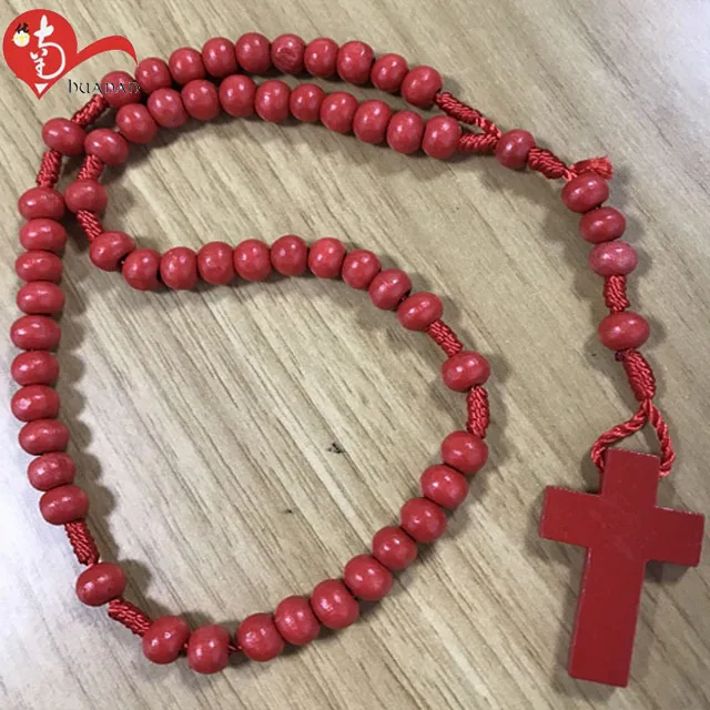 

Hot Selling Christian Wooden Bead Religious Souvenirs Rosary Wood Beads Necklace, Picture