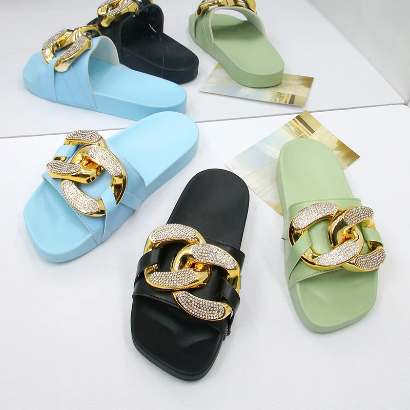 

Wholesale casual fashion cross rhinestones women party slippers home slippers for women