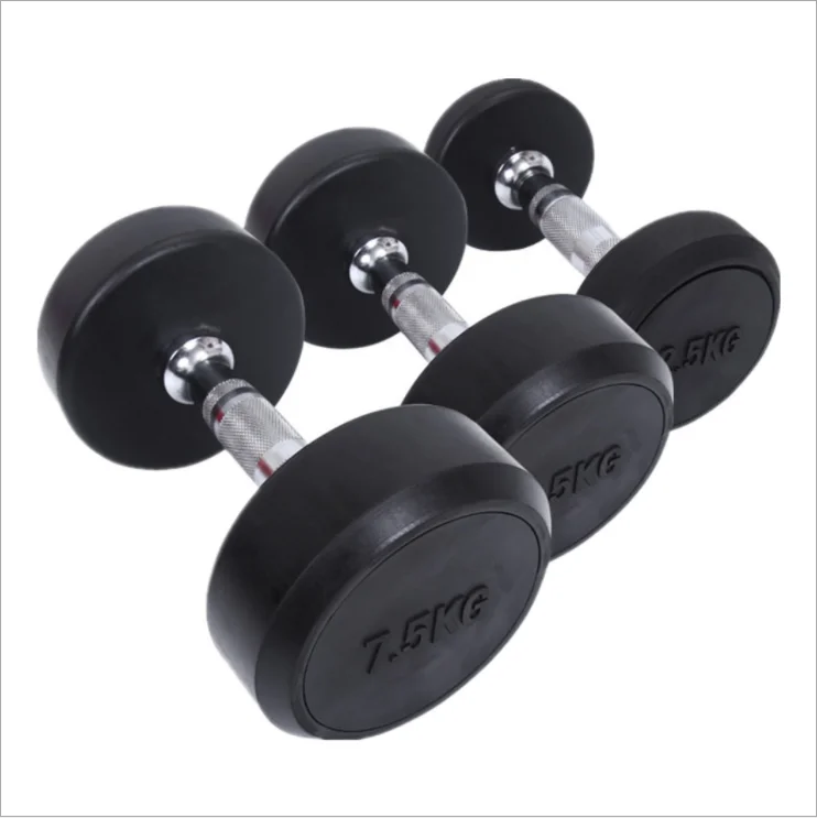 

Fitness equipment cast iron fitness equipment round head rubber dumbbell