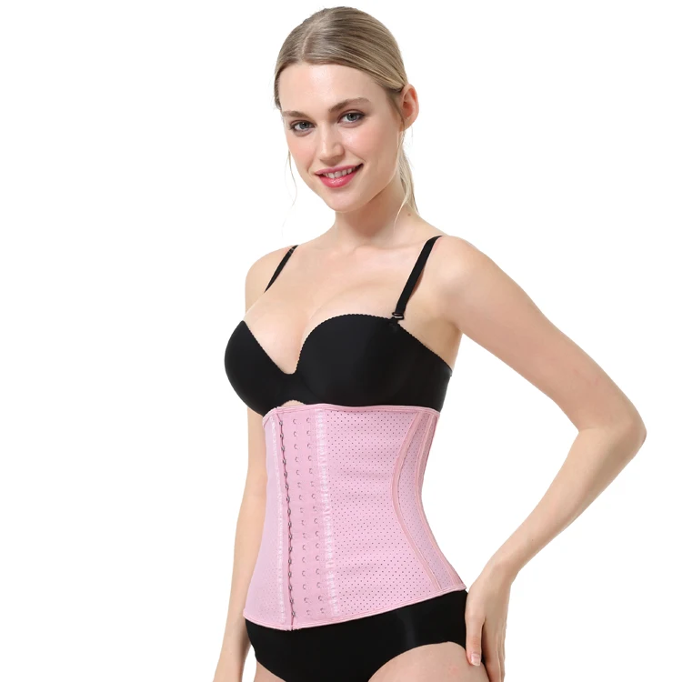 

Pink 9 bone sports belt shape fitness postpartum tummy tuck with breathable rubber body shaper