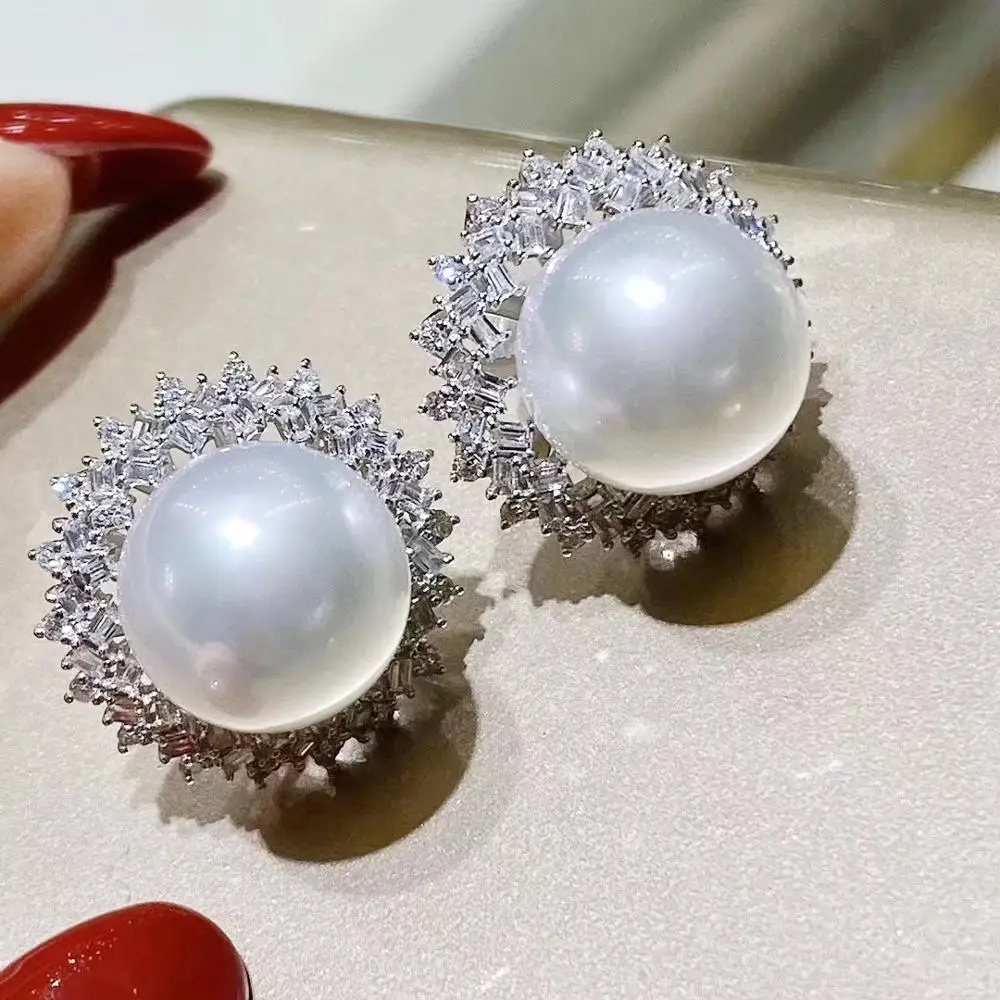 

High Quality Fresh Water Baroque Silver Jewelry 925 Pearl Earrings