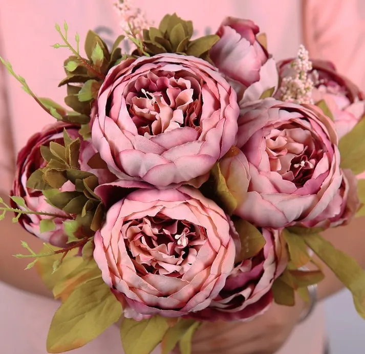 Hot Sale Springs Flowers Silk Peony Artificial Flowers Bouquet For